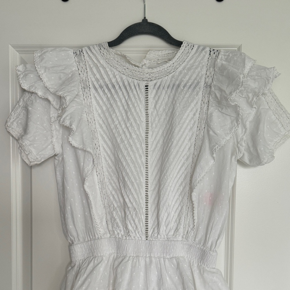 Chic White Ruffled Mini Dress - Picture 3 of 5